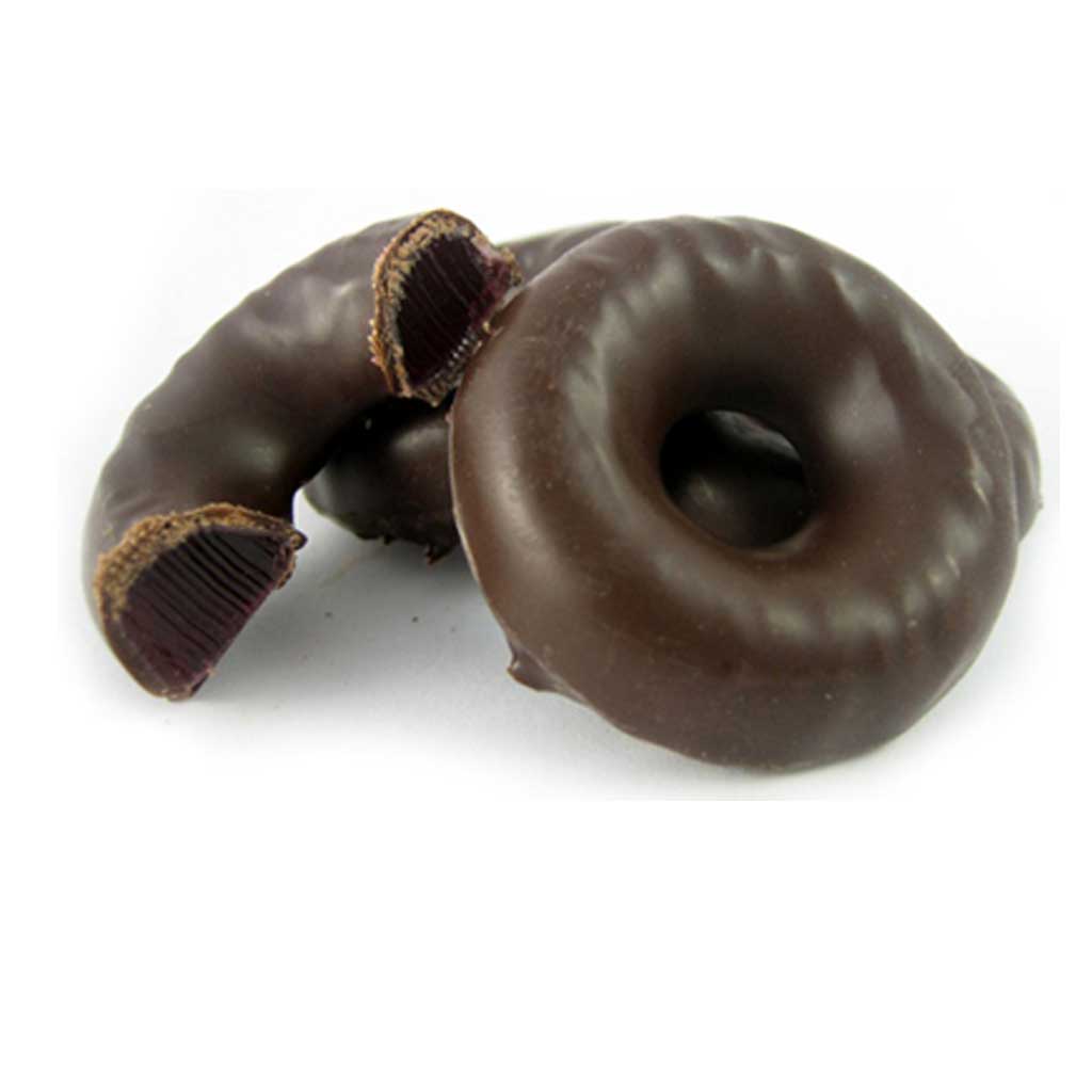 Milk Chocolate Raspberry Rings Confection - Nibblers Popcorn Company